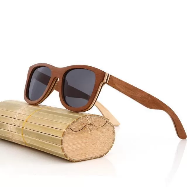 Polarized Men's Wooden Bamboo Sunglasses with Box Set