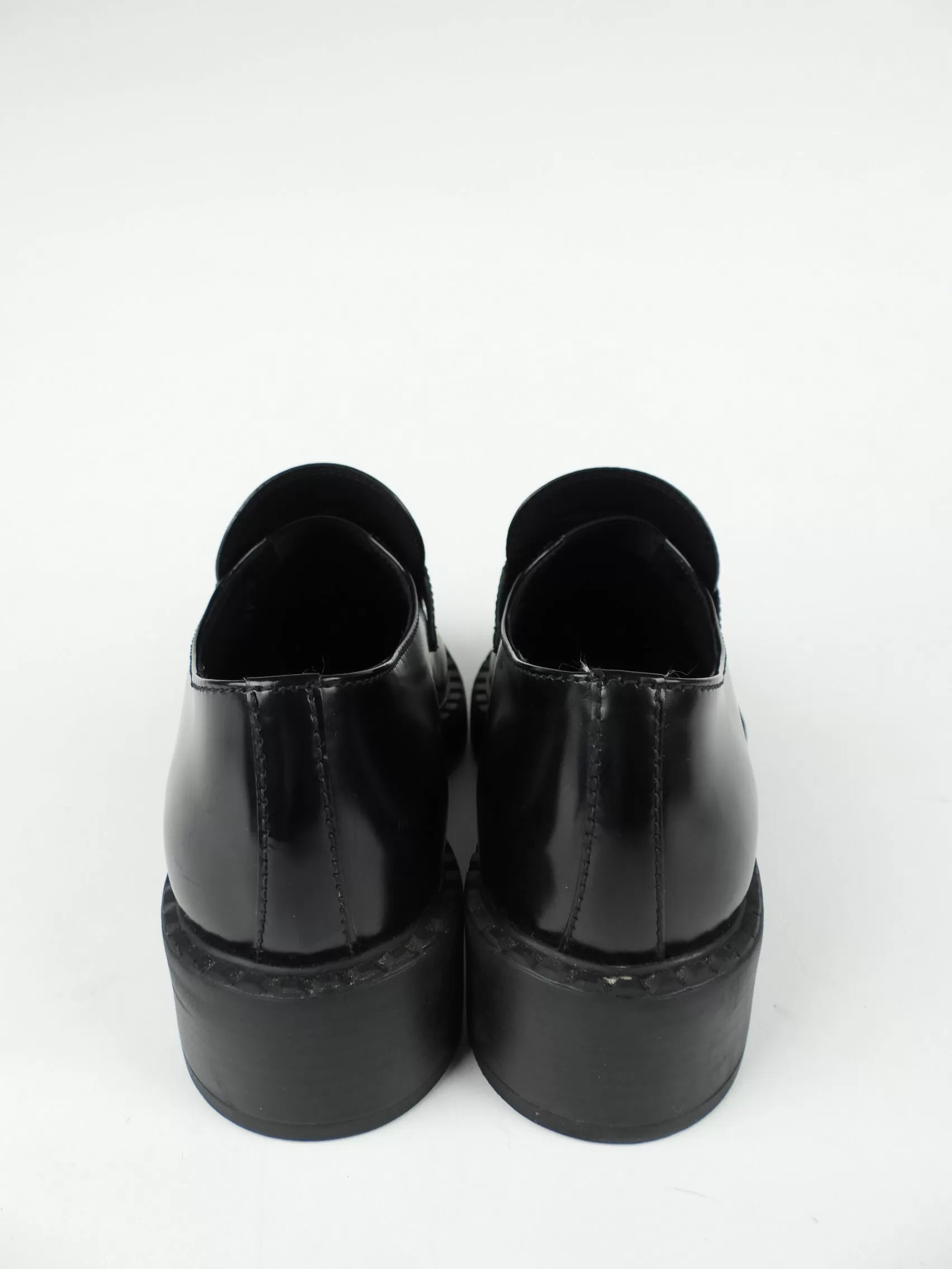 Prada Black Glossed Leather Logo Loafers - 8.5