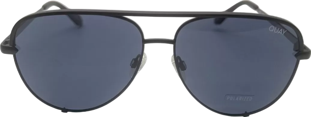 Quay Black Polarized High Key Mini Sunglasses in Case