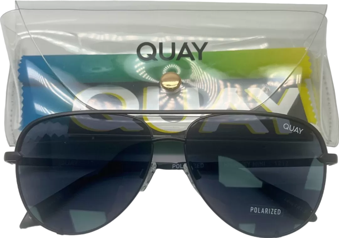 Quay Black Polarized High Key Mini Sunglasses in Case