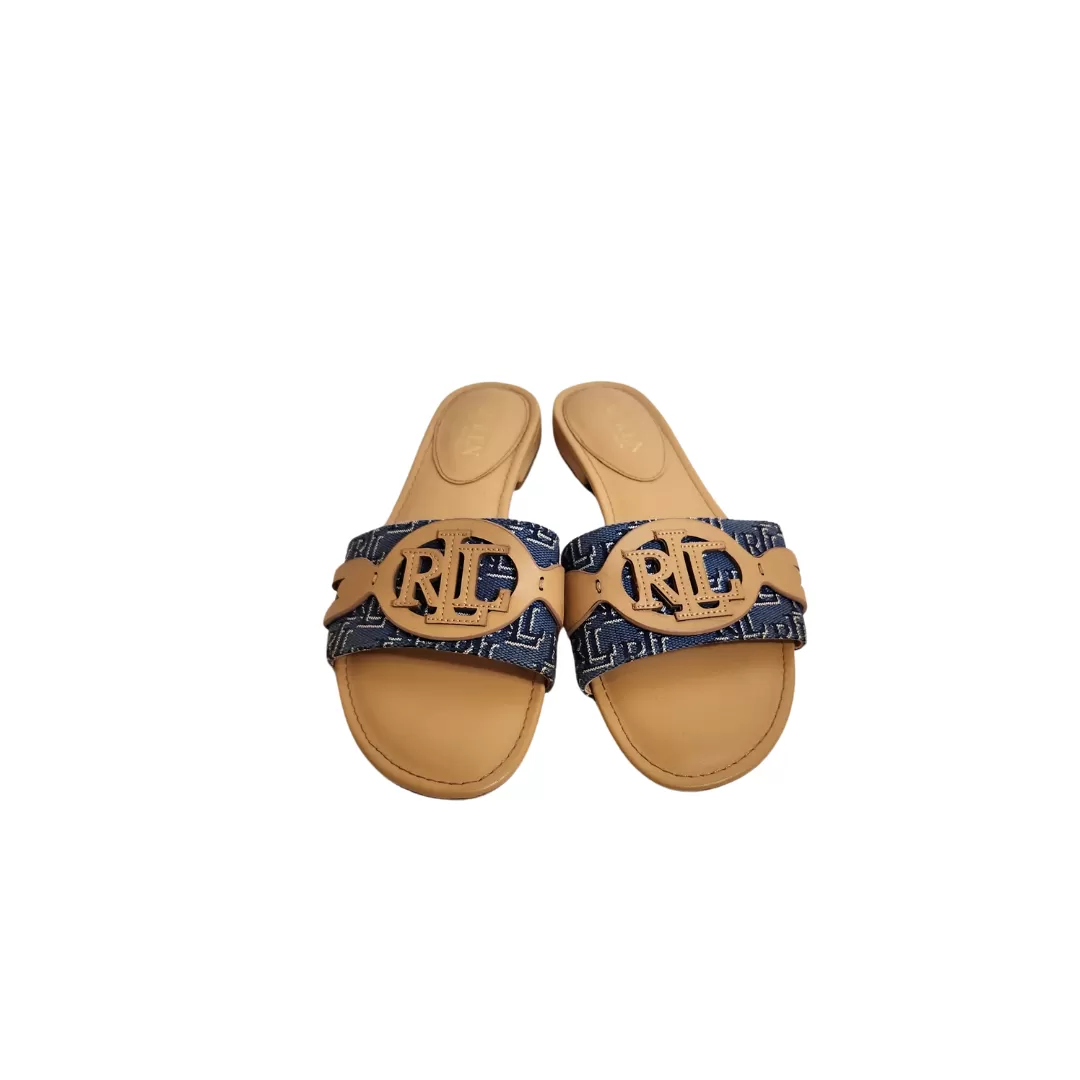 Ralph Lauren 'Alegra' Leather logo Slide Sandals | Gently Used |