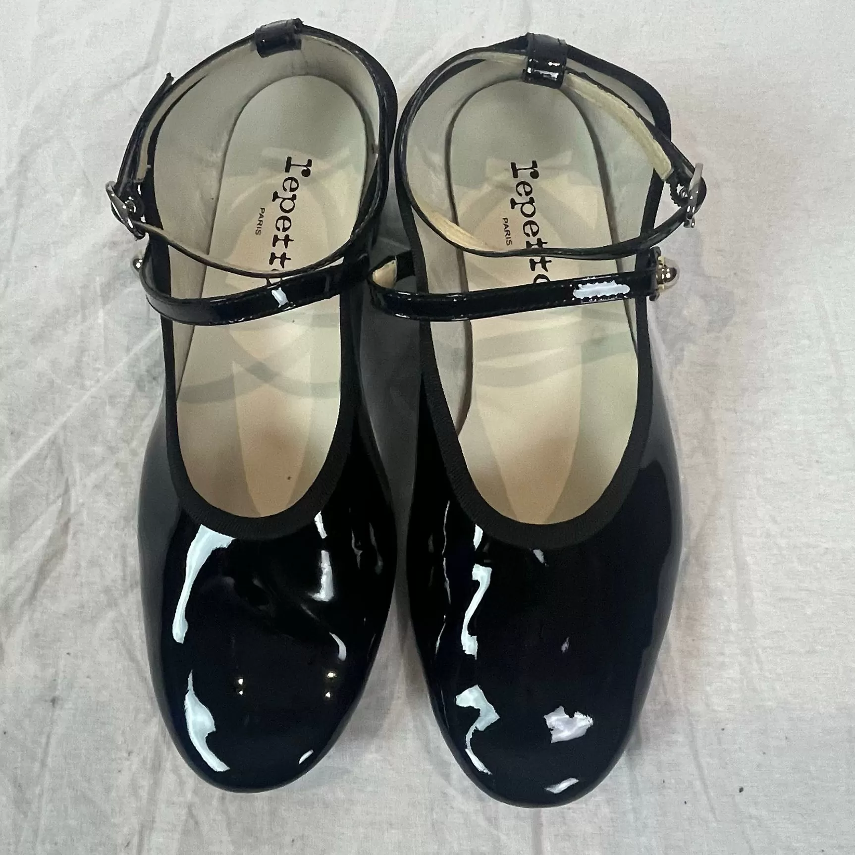 Repetto 310 Black Patent Elly Babies Maryjane Heels 38