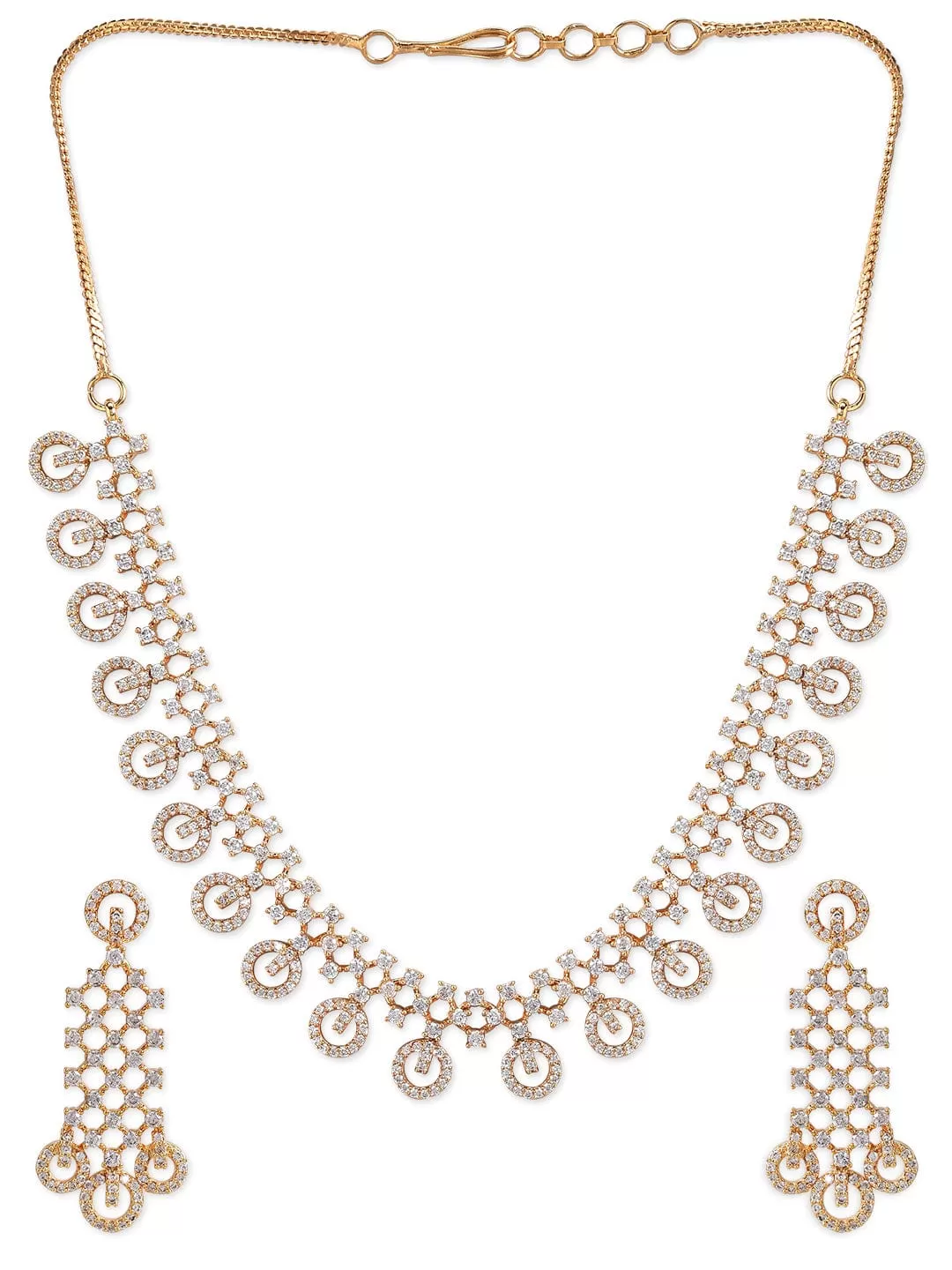 Rubans Gold Plated Handcrafted Studded Necklace Set.