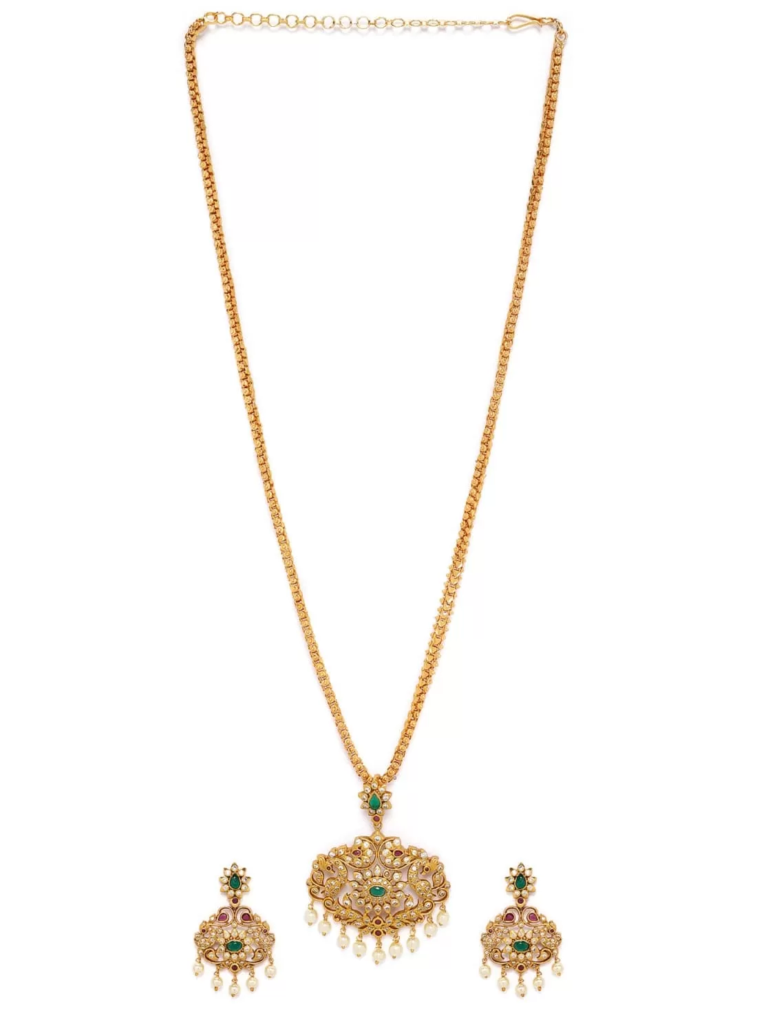 Rubans Gold Plated Temple Necklace Set