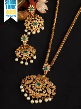 Rubans Gold Plated Temple Necklace Set