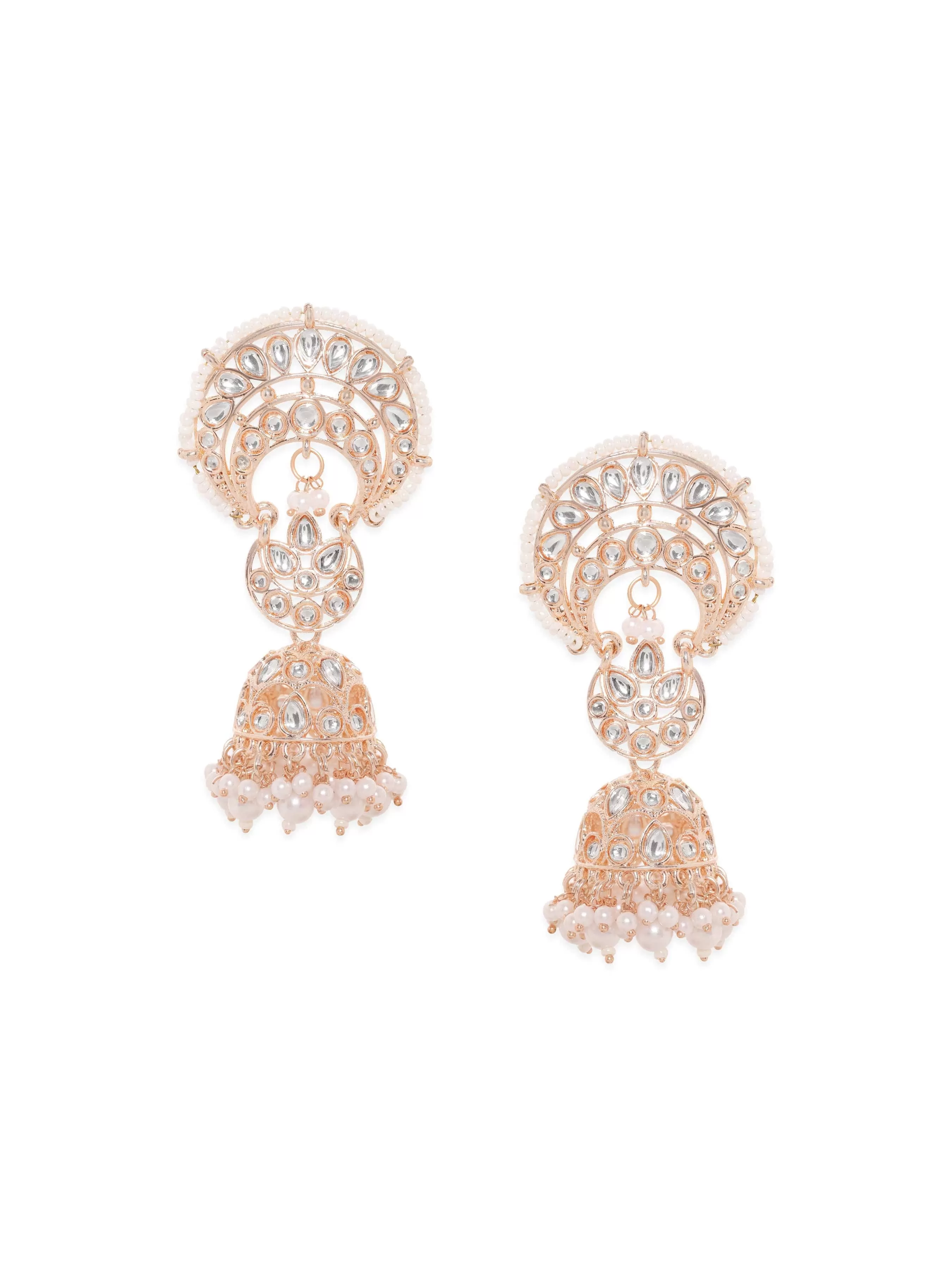 Rubans Regal Opulence 22k Gold Plated Kundan and Pearl Beaded Earrings