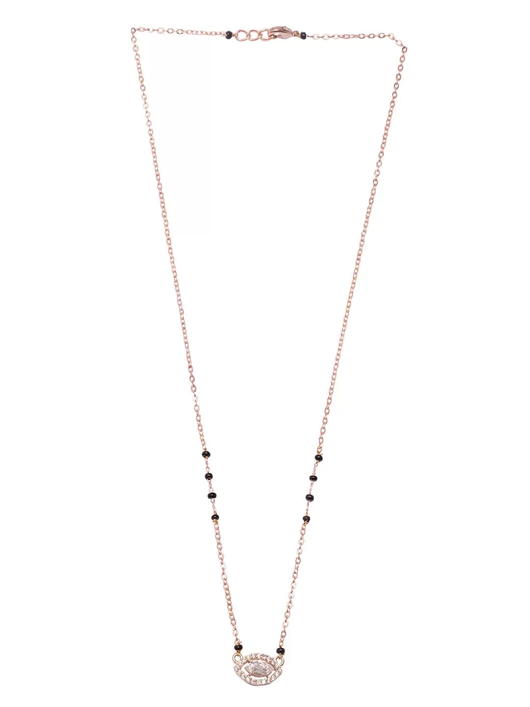 Rubans Rose Gold Plated AD Studded Evil Eye Mangalsutra Necklace