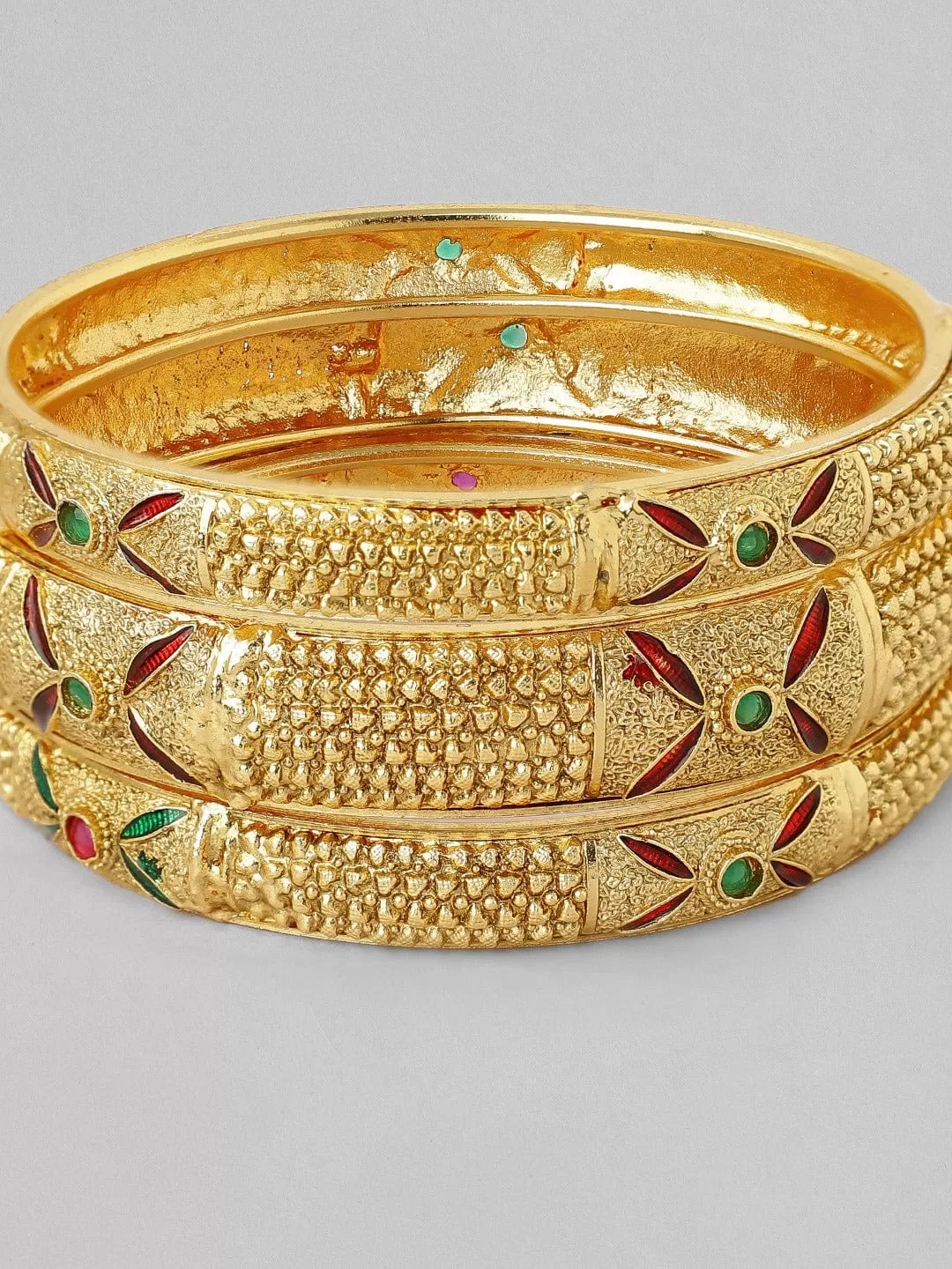 Rubans Set of 3 22K Gold Plated Handcrafted Bangles