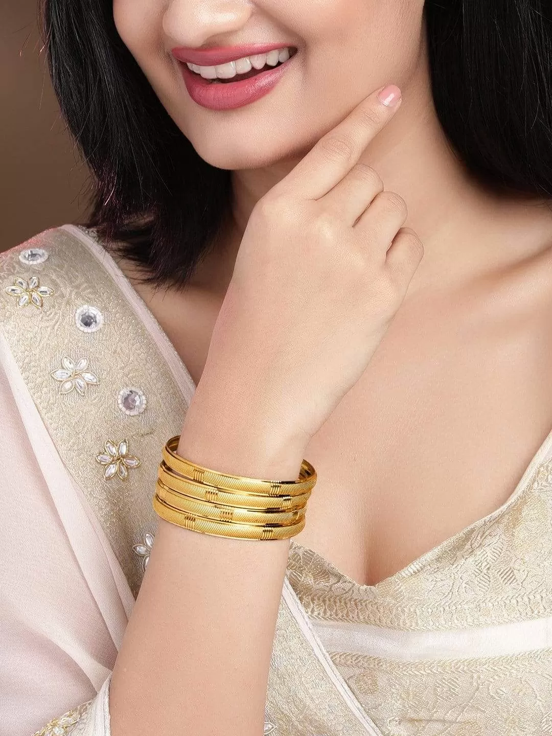 Rubans Set Of 4 24K Gold-Plated Handcrafted Bangles