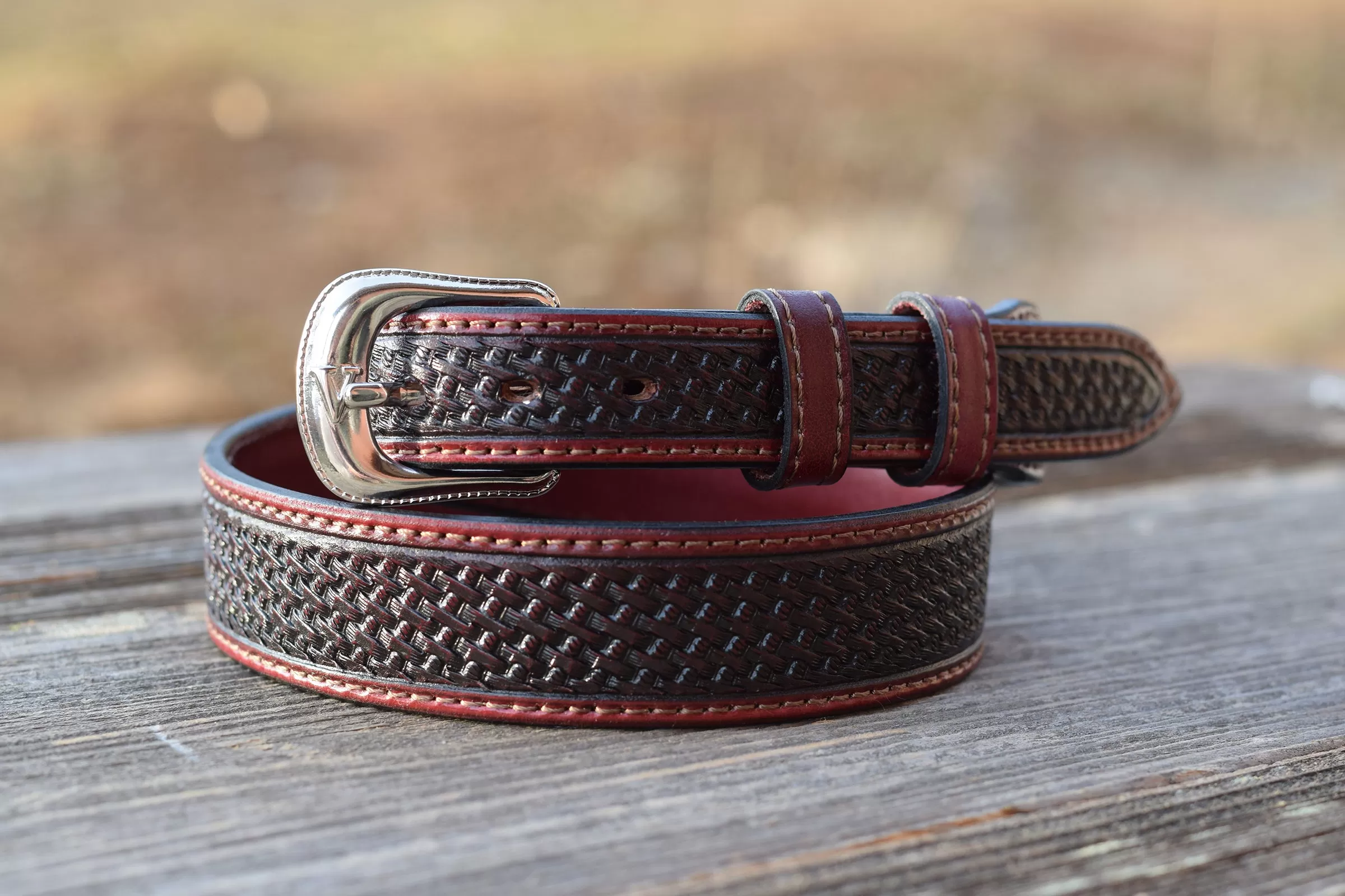 Saddle Brown Basket Weave Belt