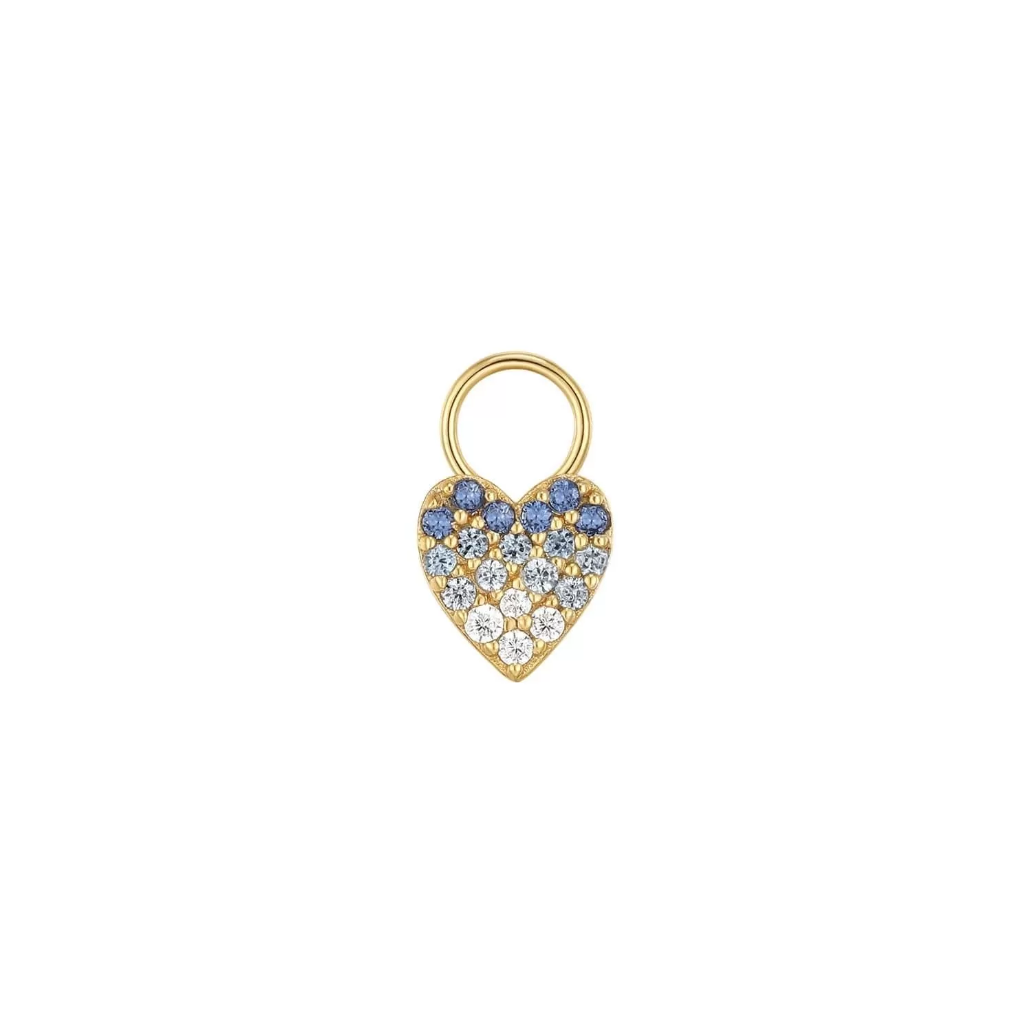 SOLID CZ HEART HOOP CHARM (BLUE OMBRE)