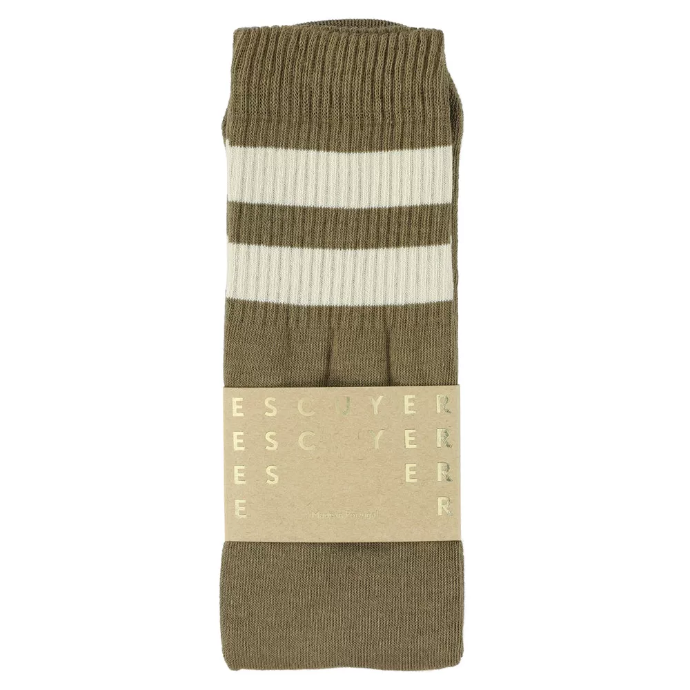 Unisex Tube Socks - Khaki / Ecru