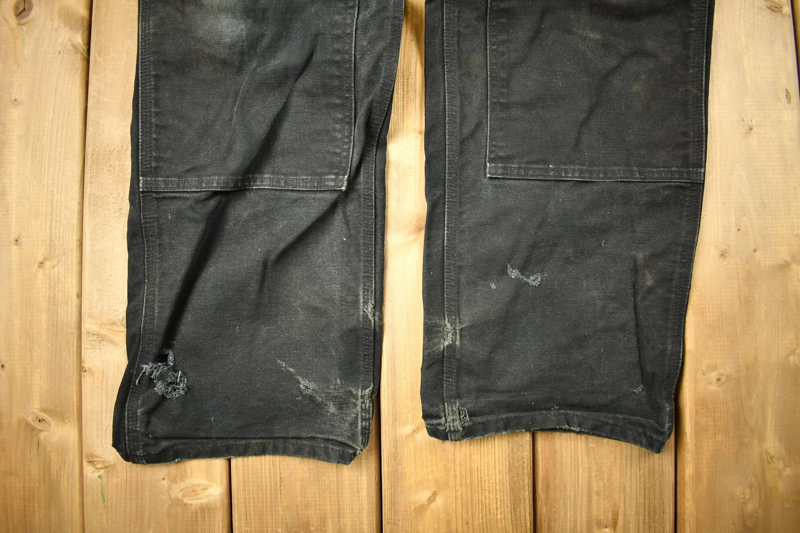 Vintage 1990s Carhartt Black Double Knee Work Pants Size 34 x 28 / Carpenter Pants / Made In USA / Distressed Carhartt / Vintage Workwear