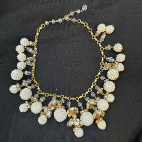 Vintage Seed Pearl & Clear Crystal Choker Necklace