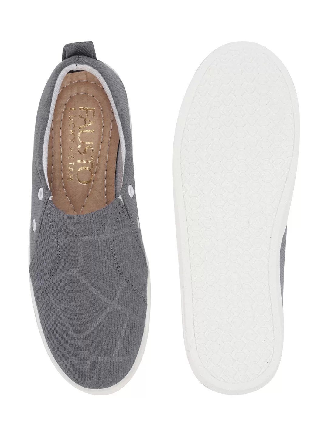 Women Grey Casual Canvas Slip-On Loafers