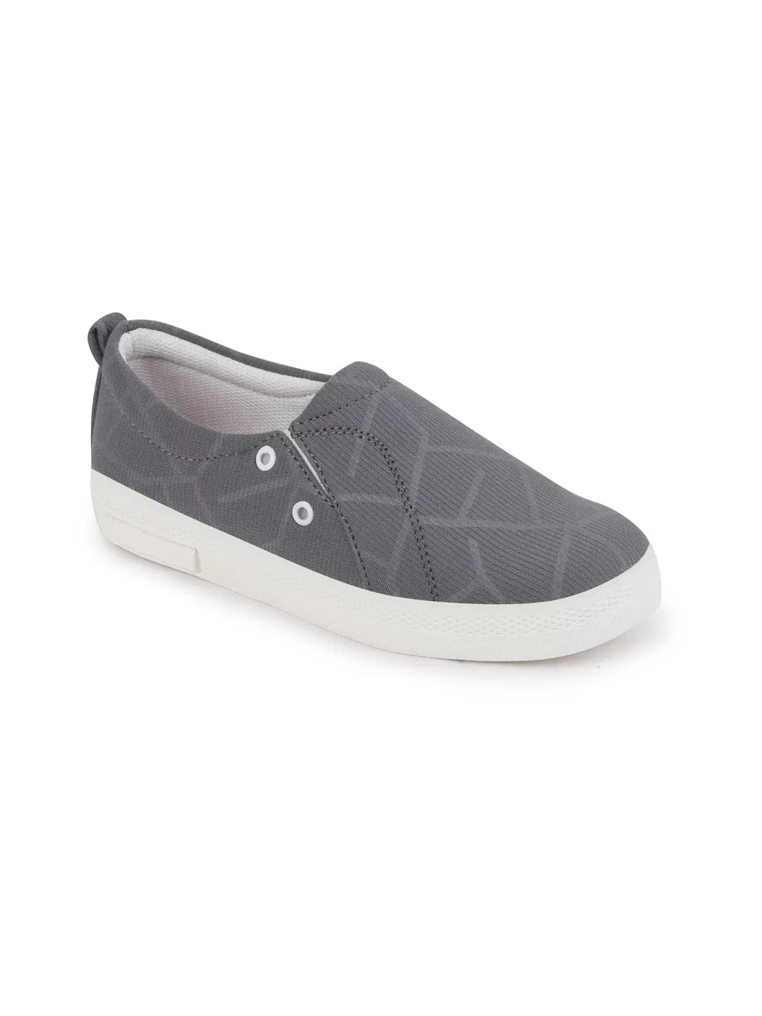 Women Grey Casual Canvas Slip-On Loafers