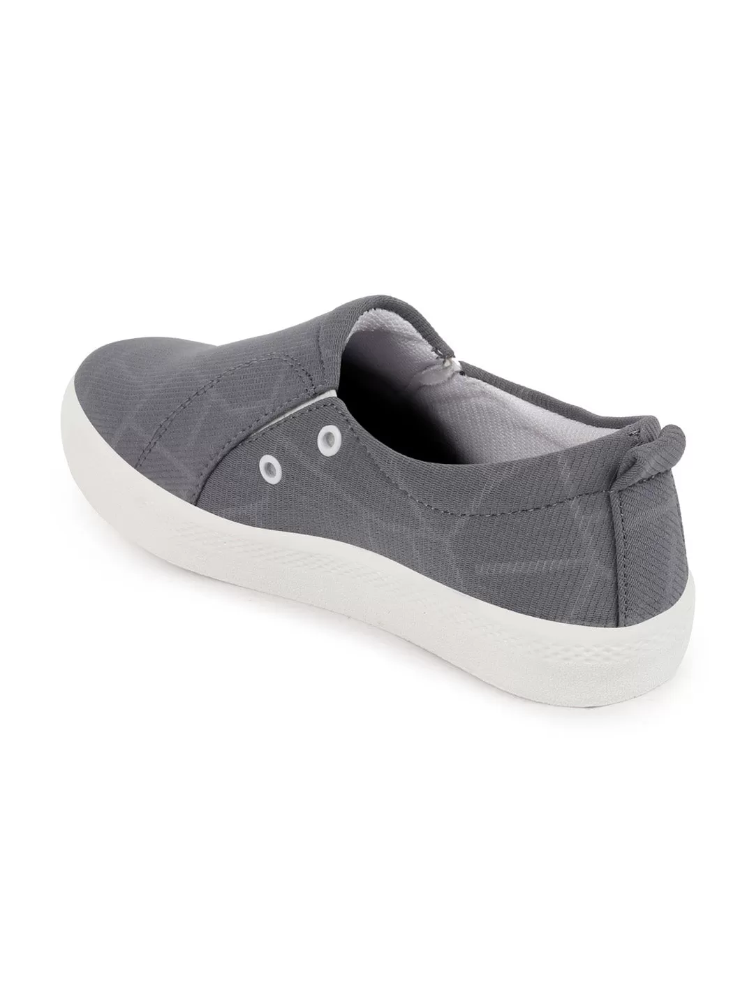 Women Grey Casual Canvas Slip-On Loafers