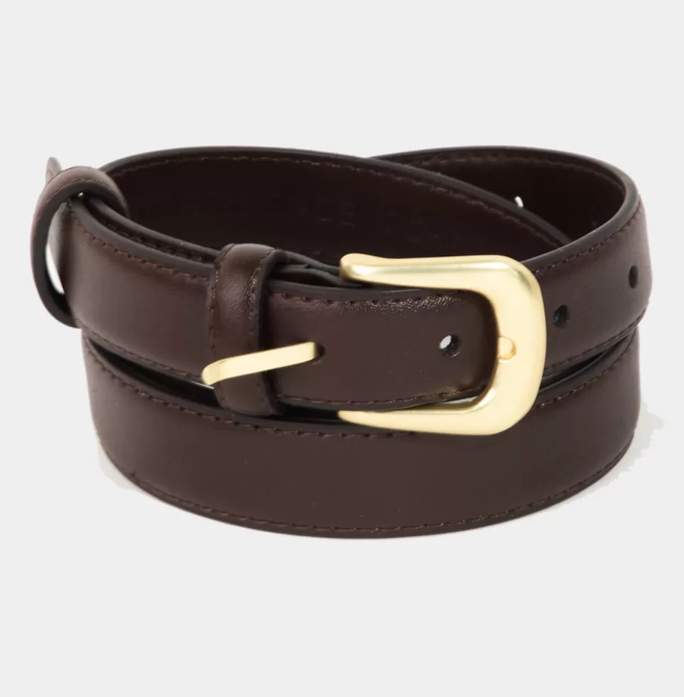 Zion Vegan Leather Belt in Brown